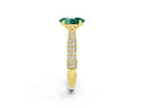 Yellow gold Oval Cut Diamond Solitaire Engagement Ring with Pavé Band and Four-Prong Setting_2