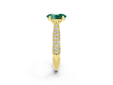 Yellow gold Oval Cut Diamond Solitaire Engagement Ring with Pavé Band and Four-Prong Setting_2