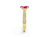 Yellow gold Oval Cut Diamond Solitaire Engagement Ring with Pavé Band and Four-Prong Setting_2