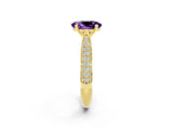 Yellow gold Oval Cut Diamond Solitaire Engagement Ring with Pavé Band and Four-Prong Setting_2