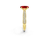 Yellow gold Oval Cut Diamond Solitaire Engagement Ring with Pavé Band and Four-Prong Setting_2