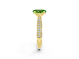Yellow gold Oval Cut Diamond Solitaire Engagement Ring with Pavé Band and Four-Prong Setting_2