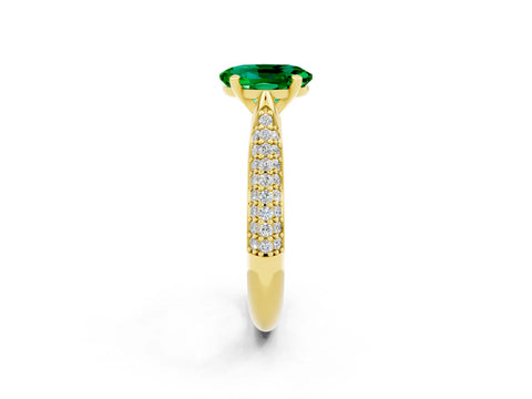 Yellow gold Oval Cut Diamond Solitaire Engagement Ring with Pavé Band and Four-Prong Setting_2
