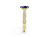 Yellow gold Oval Cut Diamond Solitaire Engagement Ring with Pavé Band and Four-Prong Setting_2