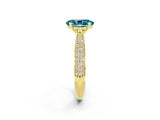 Yellow gold Oval Cut Diamond Solitaire Engagement Ring with Pavé Band and Four-Prong Setting_2