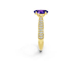 Yellow gold Oval Cut Diamond Solitaire Engagement Ring with Pavé Band and Four-Prong Setting_2