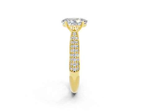 Yellow gold Oval Cut Diamond Solitaire Engagement Ring with Pavé Band and Four-Prong Setting_2