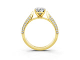 Yellow gold Oval Cut Diamond Solitaire Engagement Ring with Pavé Band and Four-Prong Setting_3