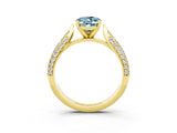 Yellow gold Oval Cut Diamond Solitaire Engagement Ring with Pavé Band and Four-Prong Setting_3