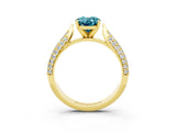 Yellow gold Oval Cut Diamond Solitaire Engagement Ring with Pavé Band and Four-Prong Setting_3
