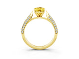 Yellow gold Oval Cut Diamond Solitaire Engagement Ring with Pavé Band and Four-Prong Setting_3