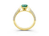 Yellow gold Oval Cut Diamond Solitaire Engagement Ring with Pavé Band and Four-Prong Setting_3