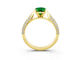 Yellow gold Oval Cut Diamond Solitaire Engagement Ring with Pavé Band and Four-Prong Setting_3