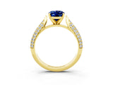Yellow gold Oval Cut Diamond Solitaire Engagement Ring with Pavé Band and Four-Prong Setting_3