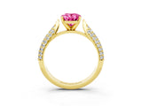 Yellow gold Oval Cut Diamond Solitaire Engagement Ring with Pavé Band and Four-Prong Setting_3