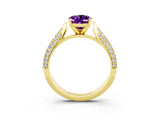 Yellow gold Oval Cut Diamond Solitaire Engagement Ring with Pavé Band and Four-Prong Setting_3