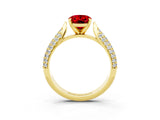Yellow gold Oval Cut Diamond Solitaire Engagement Ring with Pavé Band and Four-Prong Setting_3