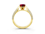 Yellow gold Oval Cut Diamond Solitaire Engagement Ring with Pavé Band and Four-Prong Setting_3