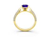 Yellow gold Oval Cut Diamond Solitaire Engagement Ring with Pavé Band and Four-Prong Setting_3
