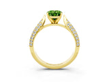 Yellow gold Oval Cut Diamond Solitaire Engagement Ring with Pavé Band and Four-Prong Setting_3