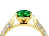 Yellow gold Oval Cut Diamond Solitaire Engagement Ring with Pavé Band and Four-Prong Setting_4