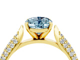Yellow gold Oval Cut Diamond Solitaire Engagement Ring with Pavé Band and Four-Prong Setting_4