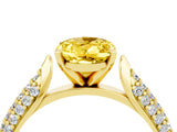 Yellow gold Oval Cut Diamond Solitaire Engagement Ring with Pavé Band and Four-Prong Setting_4