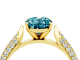 Yellow gold Oval Cut Diamond Solitaire Engagement Ring with Pavé Band and Four-Prong Setting_4