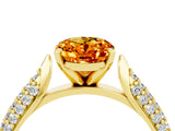 Yellow gold Oval Cut Diamond Solitaire Engagement Ring with Pavé Band and Four-Prong Setting_4