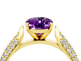 Yellow gold Oval Cut Diamond Solitaire Engagement Ring with Pavé Band and Four-Prong Setting_4