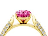 Yellow gold Oval Cut Diamond Solitaire Engagement Ring with Pavé Band and Four-Prong Setting_4