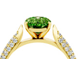 Yellow gold Oval Cut Diamond Solitaire Engagement Ring with Pavé Band and Four-Prong Setting_4