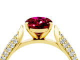 Yellow gold Oval Cut Diamond Solitaire Engagement Ring with Pavé Band and Four-Prong Setting_4