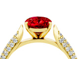 Yellow gold Oval Cut Diamond Solitaire Engagement Ring with Pavé Band and Four-Prong Setting_4