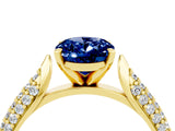 Yellow gold Oval Cut Diamond Solitaire Engagement Ring with Pavé Band and Four-Prong Setting_4