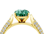 Yellow gold Oval Cut Diamond Solitaire Engagement Ring with Pavé Band and Four-Prong Setting_4