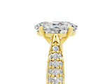 Yellow gold Oval Cut Diamond Solitaire Engagement Ring with Pavé Band and Four-Prong Setting_5