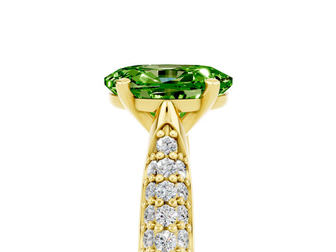 Yellow gold Oval Cut Diamond Solitaire Engagement Ring with Pavé Band and Four-Prong Setting_5