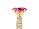 Yellow gold Oval Cut Diamond Solitaire Engagement Ring with Pavé Band and Four-Prong Setting_5