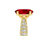 Yellow gold Oval Cut Diamond Solitaire Engagement Ring with Pavé Band and Four-Prong Setting_5