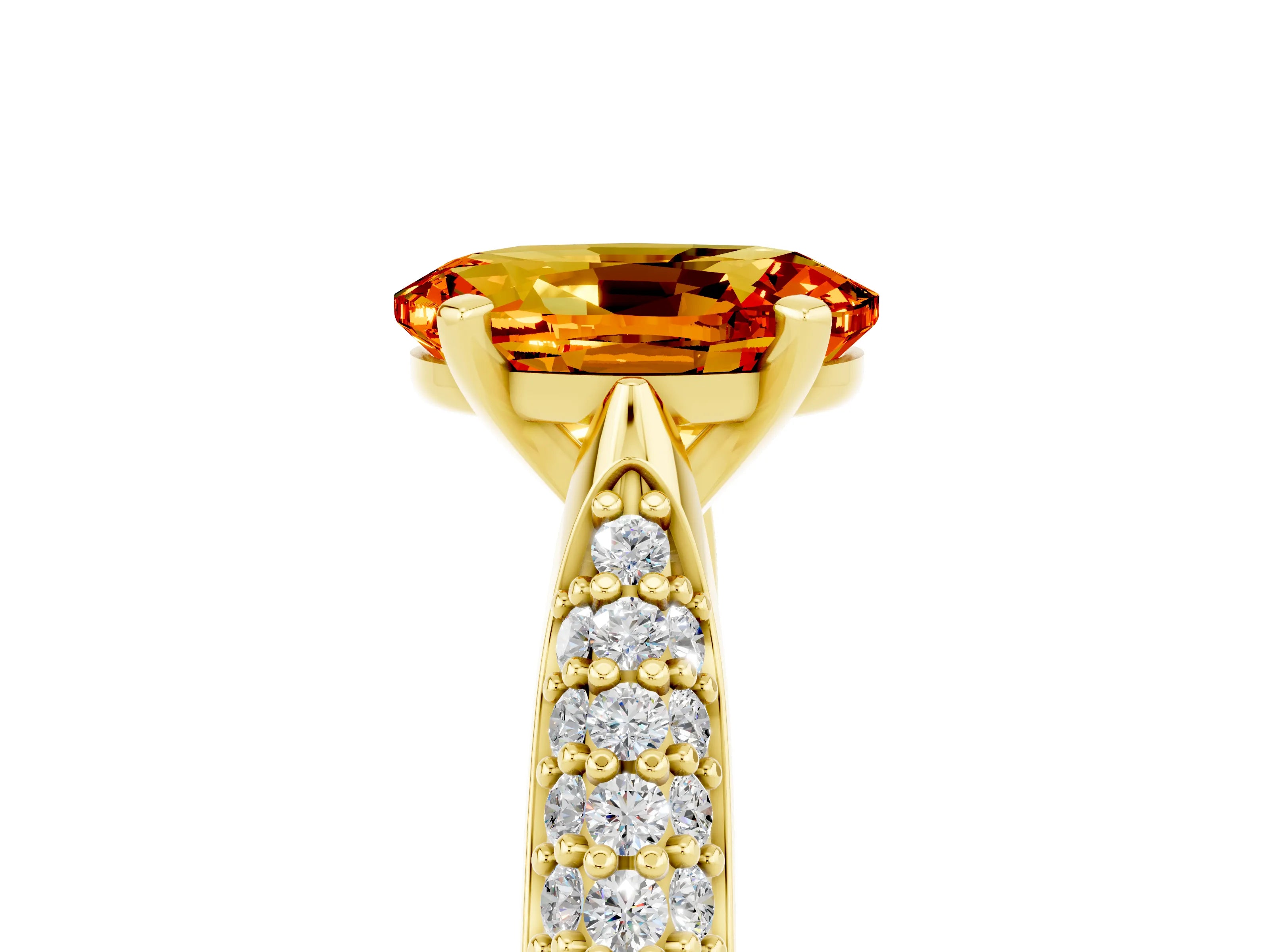 Yellow gold Oval Cut Diamond Solitaire Engagement Ring with Pavé Band and Four-Prong Setting_5