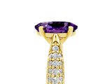 Yellow gold Oval Cut Diamond Solitaire Engagement Ring with Pavé Band and Four-Prong Setting_5