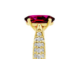 Yellow gold Oval Cut Diamond Solitaire Engagement Ring with Pavé Band and Four-Prong Setting_5