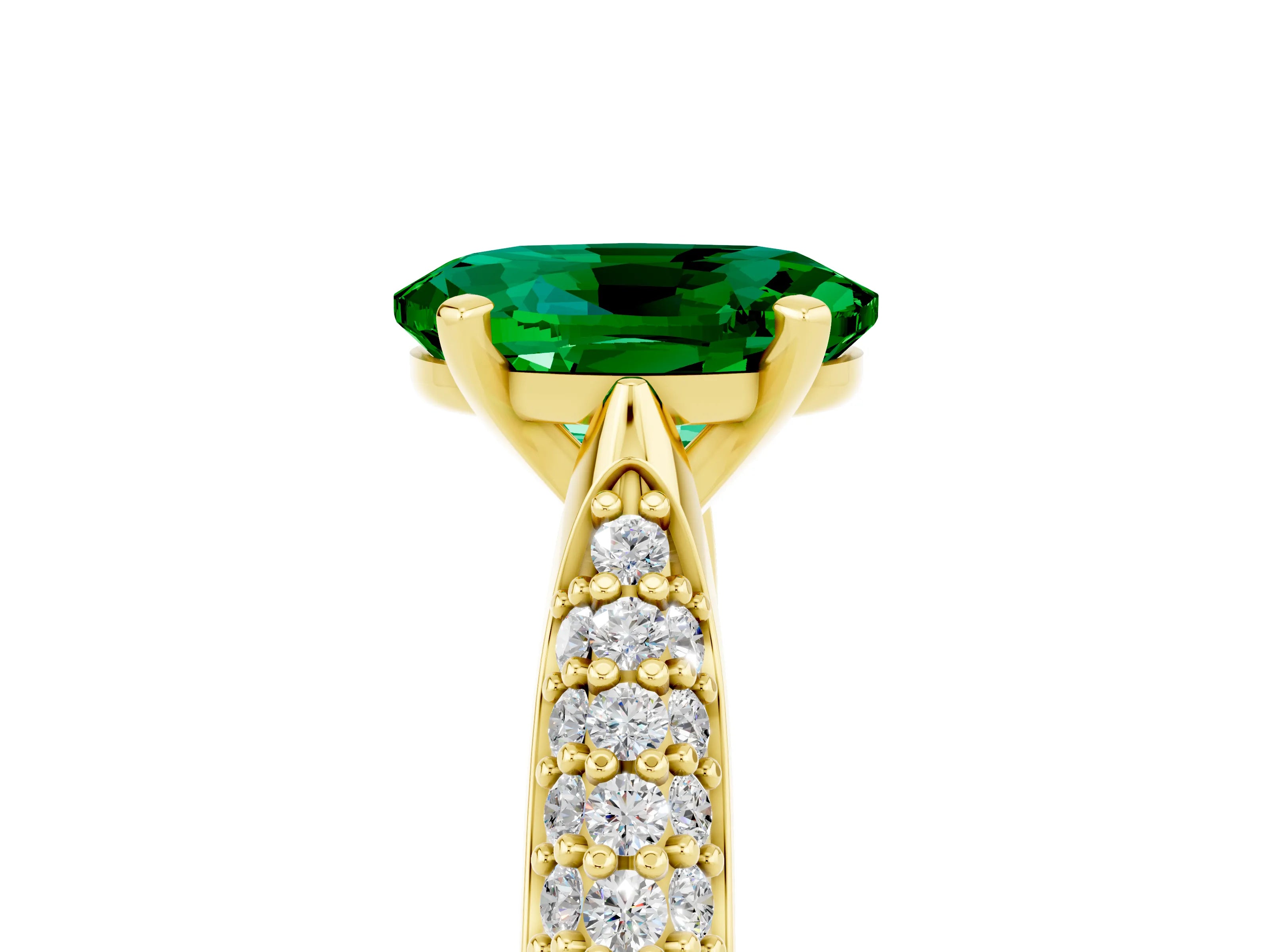 Yellow gold Oval Cut Diamond Solitaire Engagement Ring with Pavé Band and Four-Prong Setting_5