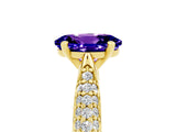 Yellow gold Oval Cut Diamond Solitaire Engagement Ring with Pavé Band and Four-Prong Setting_5