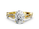 Yellow gold Oval Cut Diamond Solitaire Engagement Ring with Twisted Pavé Band and Four-Prong Setting_83