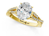 Yellow gold Oval Cut Diamond Solitaire Engagement Ring with Twisted Pavé Band and Four-Prong Setting_84