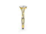Yellow gold Oval Cut Diamond Solitaire Engagement Ring with Twisted Pavé Band and Four-Prong Setting_85