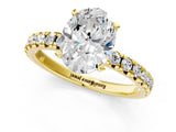Yellow gold Oval Cut Diamond Solitaire Pavé Engagement Ring with Round Band and Prong Setting_69