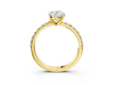Yellow gold Oval Cut Diamond Solitaire Pavé Engagement Ring with Round Band and Prong Setting_71